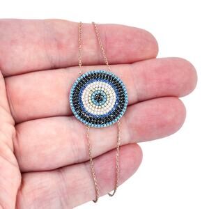 Crystal Blue Evil Eye Bracelet | Rose Gold-Tone Sterling Silver 925 6"-7"